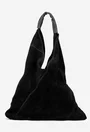 Geanta dama shopper din piele intoarsa neagra