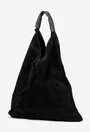 Geanta dama shopper din piele intoarsa neagra