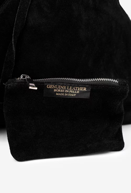 Geanta dama shopper din piele intoarsa neagra