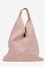 Geanta dama shopper din piele intoarsa roz pudra