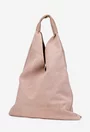 Geanta dama shopper din piele intoarsa roz pudra