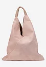 Geanta dama shopper din piele intoarsa roz pudra