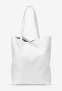 Geanta dama shopper din piele naturala alba