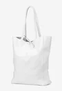Geanta dama shopper din piele naturala alba