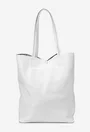 Geanta dama shopper din piele naturala alba