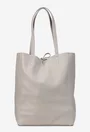 Geanta dama shopper din piele naturala gri