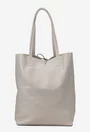Geanta dama shopper din piele naturala gri