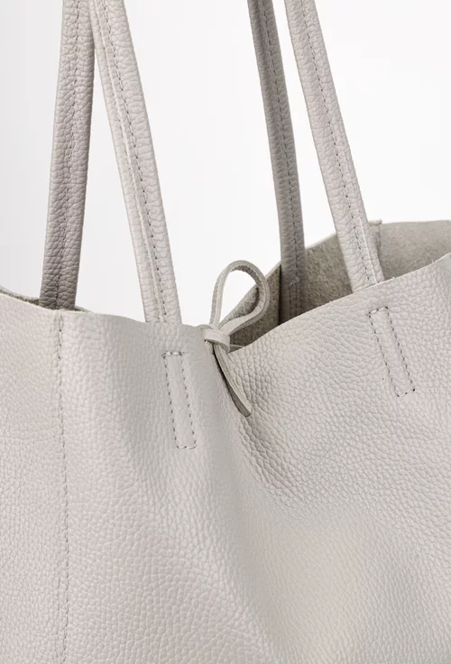 Geanta dama shopper din piele naturala gri