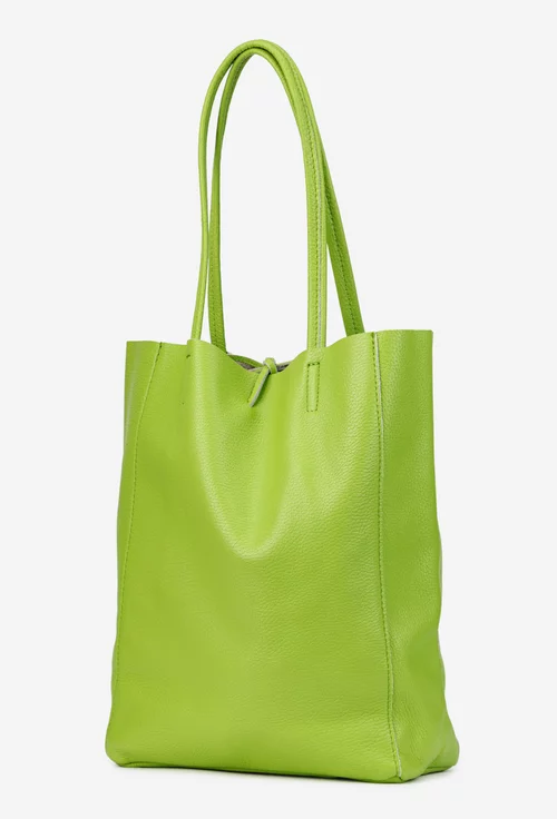 Geanta dama shopper din piele naturala verde