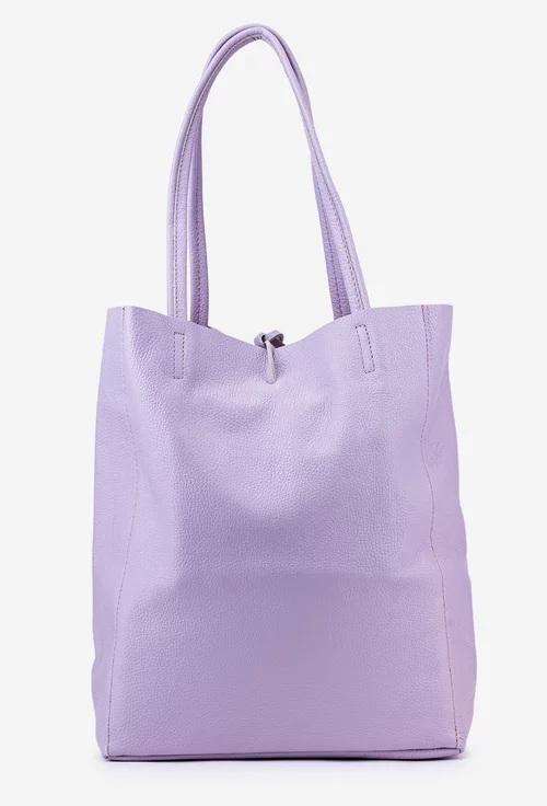 Geanta dama shopper mov deschis din piele cu portofel interior