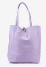 Geanta dama shopper mov deschis din piele cu portofel interior