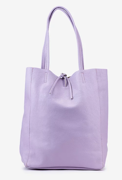 Geanta dama shopper mov deschis din piele cu portofel interior
