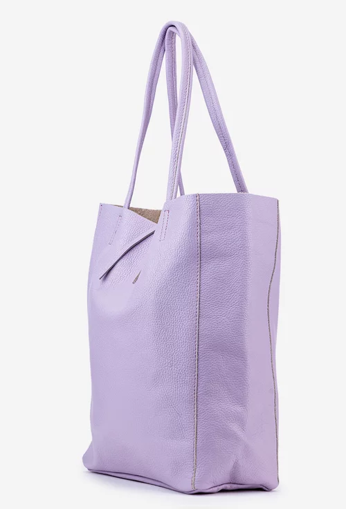 Geanta dama shopper mov deschis din piele cu portofel interior