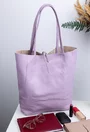 Geanta dama shopper mov deschis din piele cu portofel interior