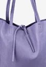 Geanta dama shopper mov din piele cu portofel interior