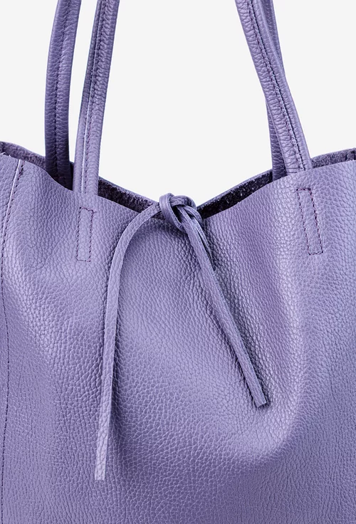 Geanta dama shopper mov din piele cu portofel interior