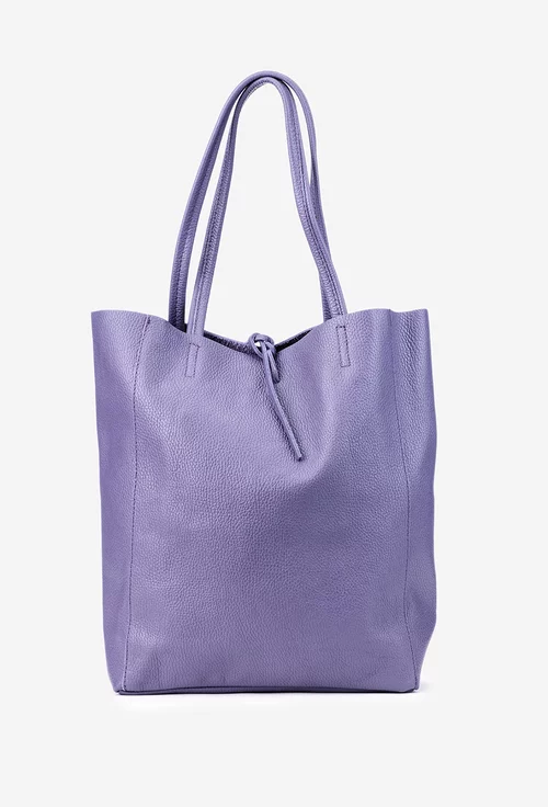 Geanta dama shopper mov din piele cu portofel interior
