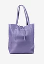 Geanta dama shopper mov din piele cu portofel interior