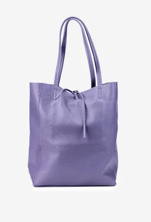 Geanta dama shopper mov din piele cu portofel interior