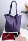 Geanta dama shopper mov din piele cu portofel interior