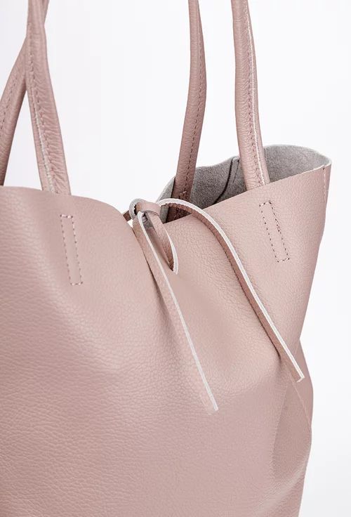 Geanta dama shopper roz din piele cu portofel interior picture - 5