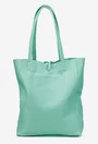 Geanta dama shopper verde menta din piele cu portofel interior