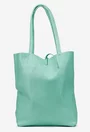 Geanta dama shopper verde menta din piele cu portofel interior