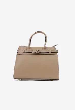 Geanta dama taupe confectionata din piele texturata