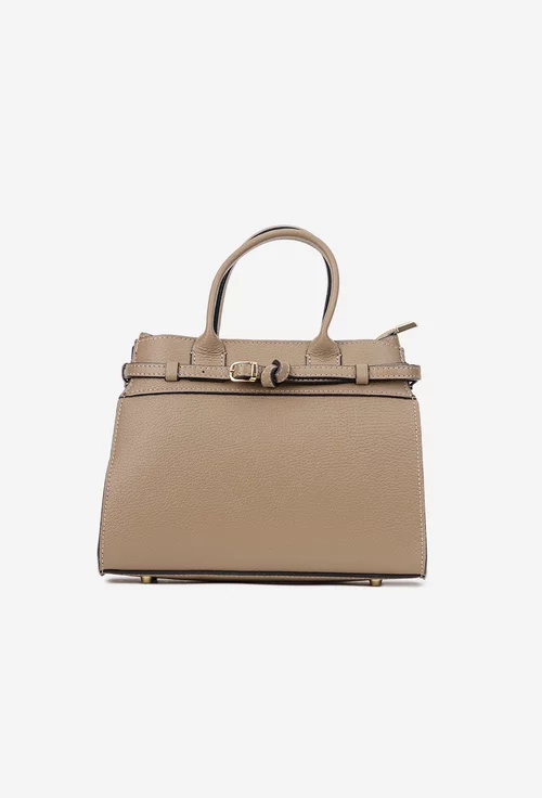 Geanta dama taupe confectionata din piele texturata