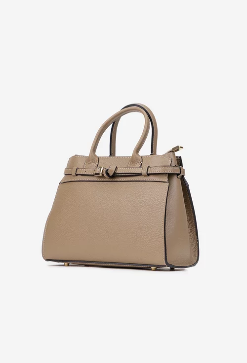 Geanta dama taupe confectionata din piele texturata