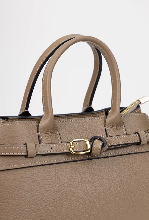 Geanta dama taupe confectionata din piele texturata