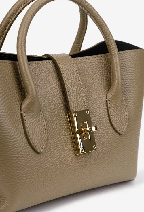 Geanta dama taupe confectionata din piele texturata