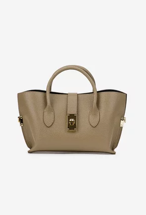 Geanta dama taupe confectionata din piele texturata