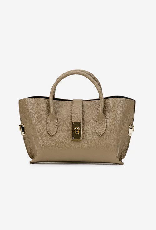 Geanta dama taupe confectionata din piele texturata