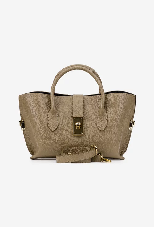 Geanta dama taupe confectionata din piele texturata