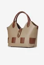 Geanta dama taupe cu maro din piele texturata