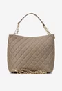 Geanta dama taupe din piele cu aspect matlasat