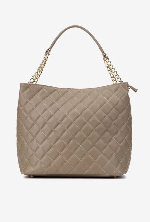 Geanta dama taupe din piele cu aspect matlasat