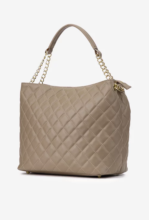 Geanta dama taupe din piele cu aspect matlasat