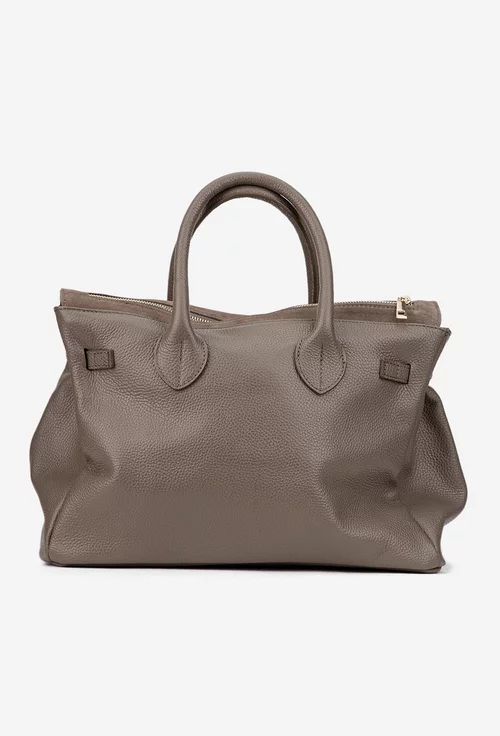 Geanta dama taupe din piele texturata