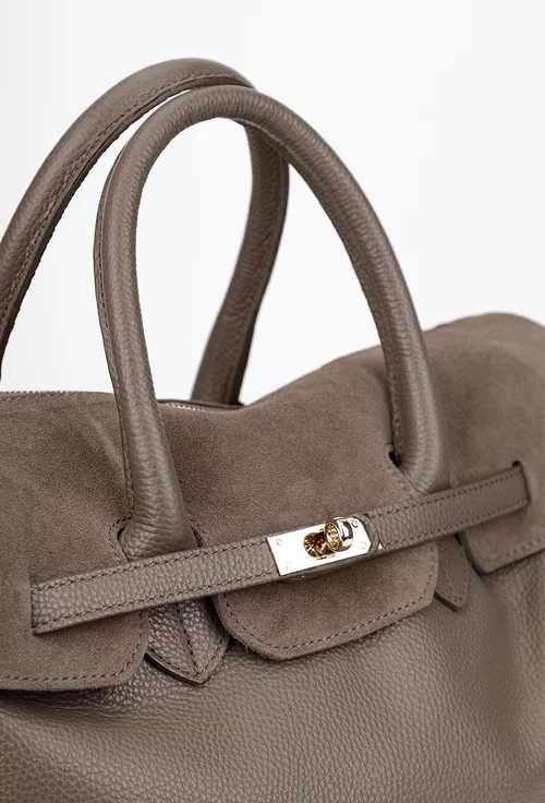 Geanta dama taupe din piele texturata