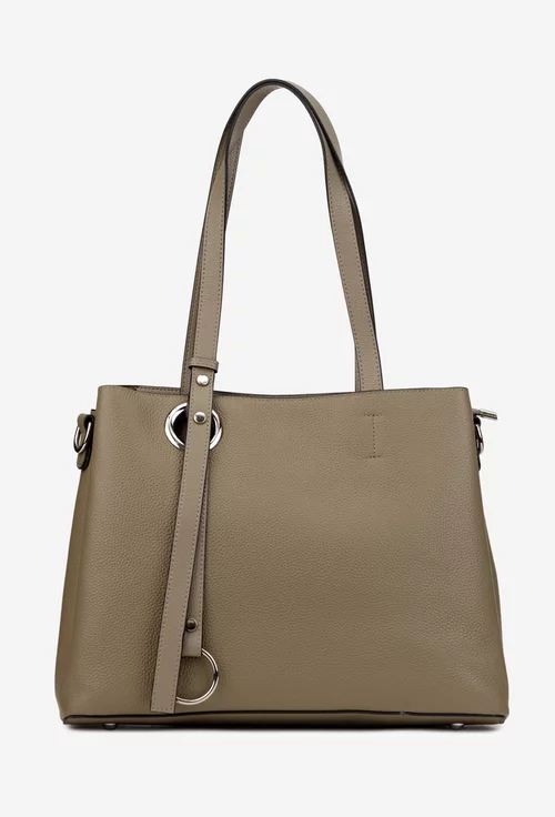 Geanta dama taupe din piele texturata