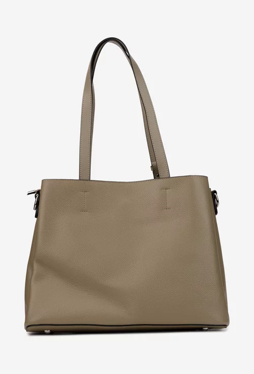 Geanta dama taupe din piele texturata