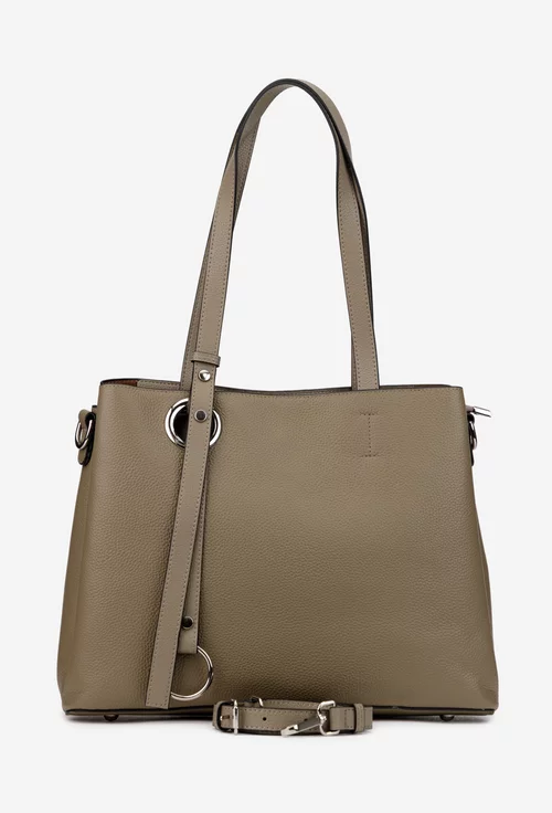 Geanta dama taupe din piele texturata