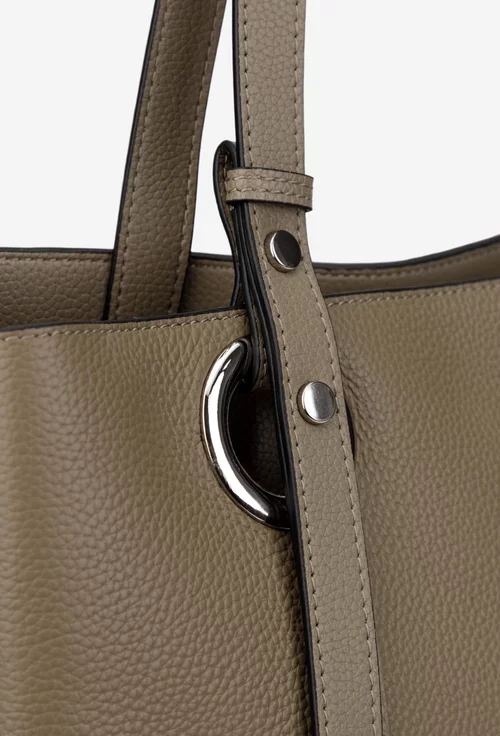 Geanta dama taupe din piele texturata