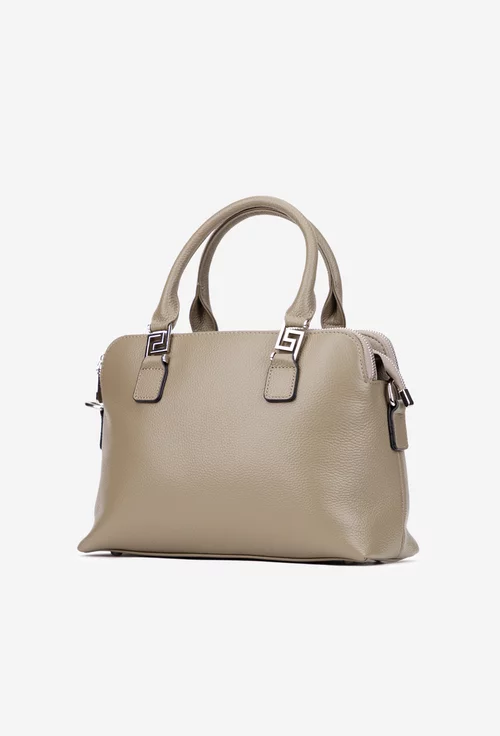 Geanta dama taupe din piele texturata