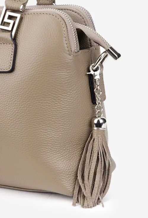 Geanta dama taupe din piele texturata