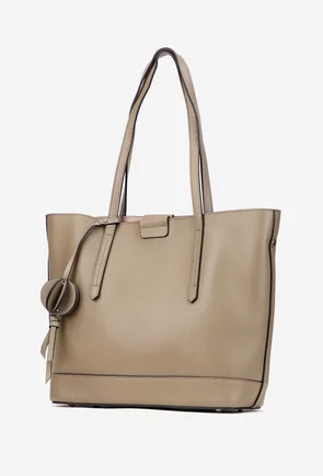 Geanta dama taupe din piele texturata