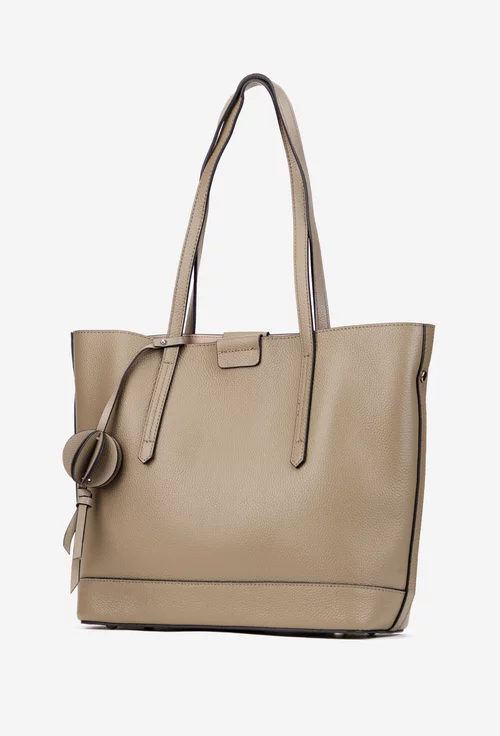 Geanta dama taupe din piele texturata