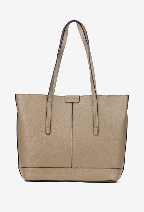 Geanta dama taupe din piele texturata